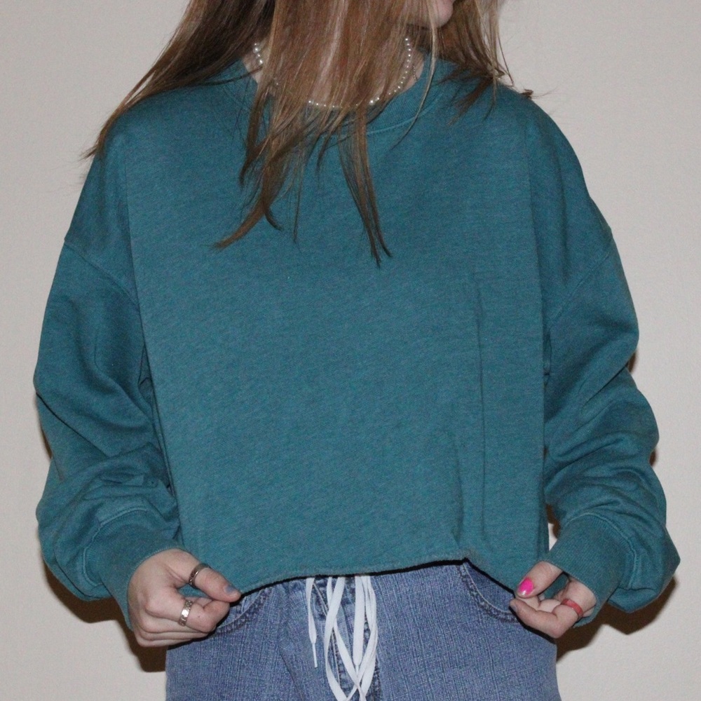 WILD FABLE teal crop top sweatshirt